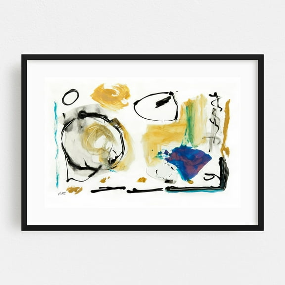 Resonance Series  Number 3 - Mixed Media Abstract Modern Art Geometric Minimalist Surrealism Black Framed Wall Art Print 12 x 18 inches