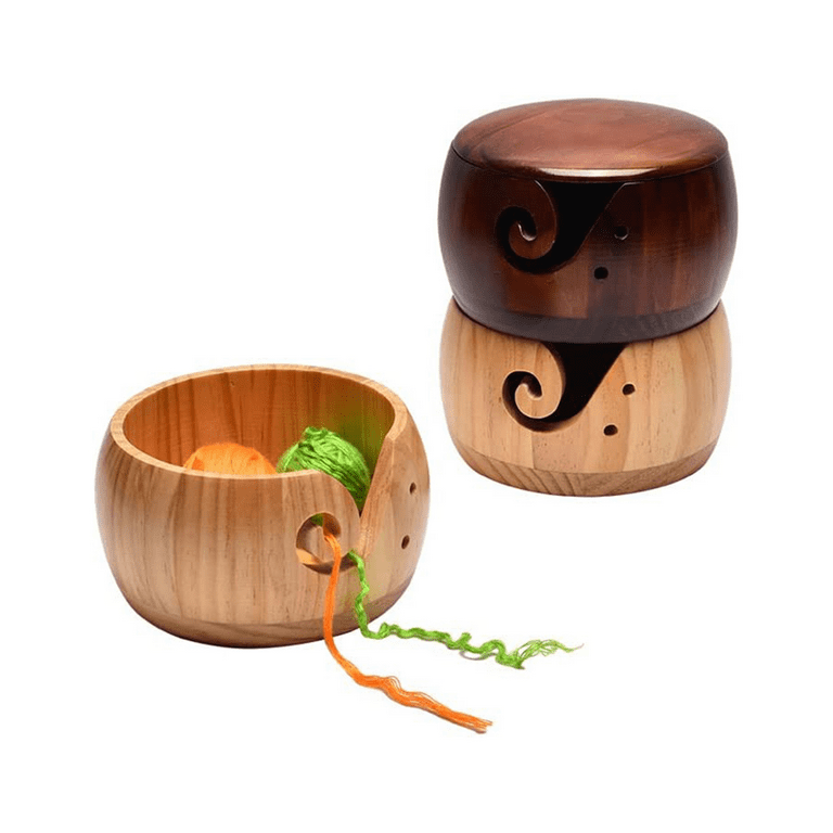 Wooden Yarn Bowl With Lid, Knitting Crochet Yarn Ball Holder For  Handcrafted Knitting, Sewing Accessories And Supplies