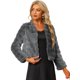 thumbnail image 1 of Abrigo mullido de piel sintétisin cuello chaquerecortacálide invierno pamujer Gris S, 1 of 5