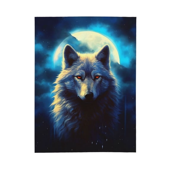 PHELIKA Galaxy Wolf Moon 02 All Season Soft Throw Blanket Lightweight Flannel Fleece Blankets 40" x 50"