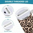 thumbnail image 5 of 40 oz Tumbler with Handle Lid and Straw Insulated Water Tumbler Stainless Steel Water Cup Mug Bottle Reusable Cup Holder Friendly Leopard Print Brown, 5 of 6