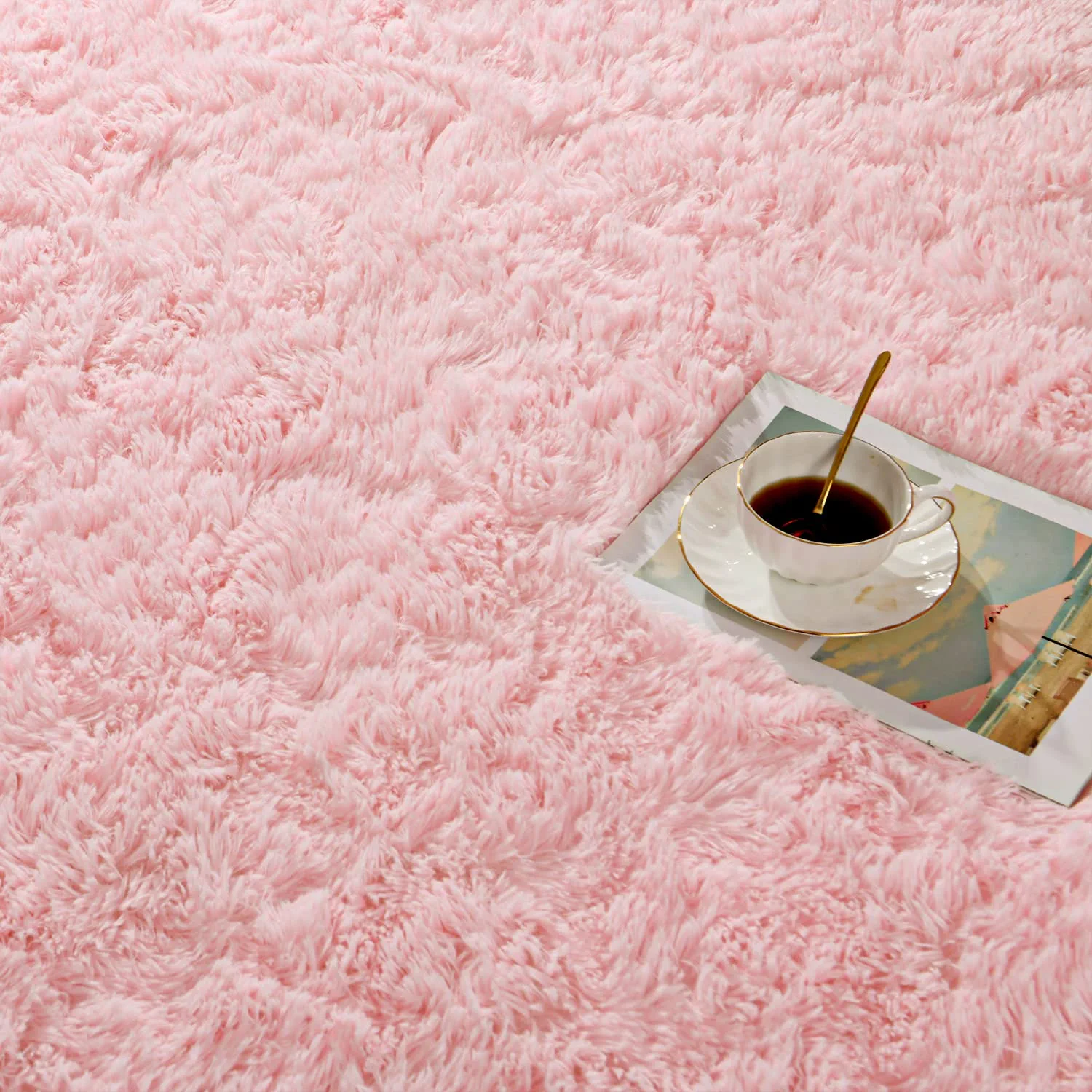 Lochas Fluffy Shag Area Rugs Soft Rugs for Living Room Bedroom Indoor Decor Nursery Carpet, 4'x6',Pink