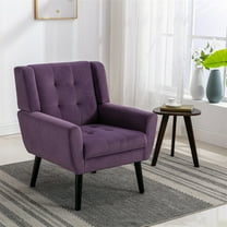 INCLAKE Modern Soft Velvet Material Ergonomics Accent Chair, Mid-Century Chair With Black Legs, Tufted Upholstered Club Chair, Comfy Armchair for Living Room Bedroom Small Space, Lavender Purple