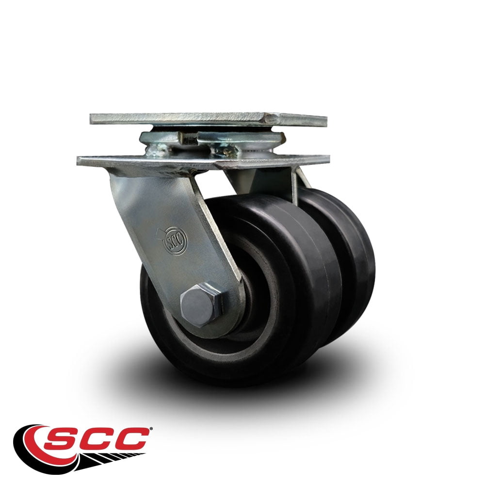 4 Inch Dual Rubber on Aluminum Wheels Swivel Caster with Roller Bearing SCC