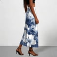 thumbnail image 4 of Jsaierl Women's Blue & White Floral Print Satin Maxi Skirt, High Waist Flowy Mermaid Skirt, Elegant Long Skirt for Casual & Party, 4 of 7
