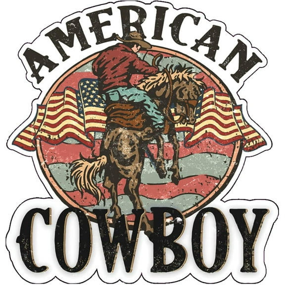 Wickedgoodz American Cowboy Vinyl Decal - Western Bumper Sticker - for Laptops Tumblers Windows Cars Trucks Walls
