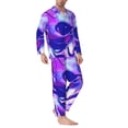 thumbnail image 2 of Uemuo Swirl Print Blue Purple1 Pattern 2-Piece Loungewear Set - Men’s Soft Sleepwear, Cozy Winter PJs, Comfy Sleep Set-Medium, 2 of 7
