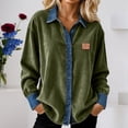 thumbnail image 2 of Tiweut Women Long Sleeve Shirts Lapel Denim Trim Button Down Open Front Ladies Tops, 2 of 5