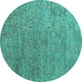 thumbnail image 1 of Ahgly Company Indoor Round Abstract Turquoise Blue Contemporary Area Rugs, 7' Round, 1 of 4