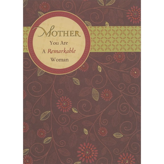 Designer Greetings You Are a Remarkable Woman: Gold Foil Leaves on Burgundy Vines African American Mother's Day Card for Mother