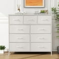 thumbnail image 4 of 9-Drawer Fabric Dresser with Wood Top - Compact Storage Organizer for Bedroom, Closet, White, 4 of 7