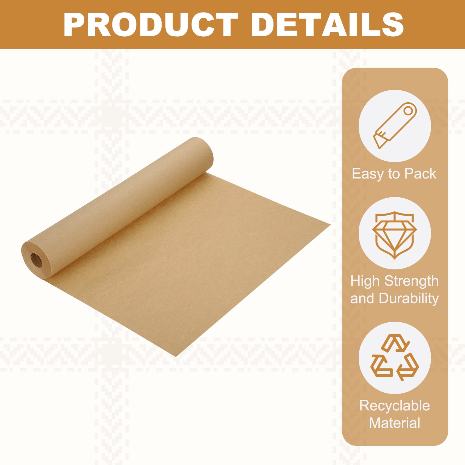 Uxcell Kraft Wrapping Paper Roll, 1181''x17.3'' Decorative Paper with Shrink Film for Gift Wrapping Bouquet Flower Bulletin Board Art Painting Craft Packaging Shipping, Dark Brown
