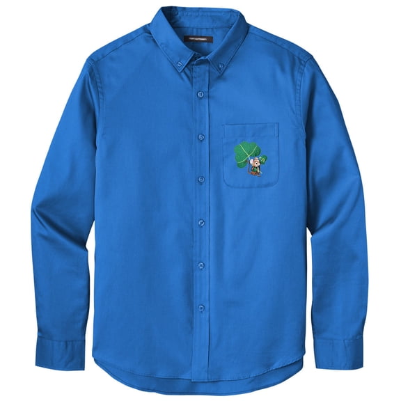 Men's IRISH MOUSE PATCH Twill Shirt with Pocket, Large Strong Blue