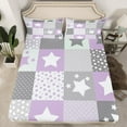 thumbnail image 2 of Feelyou Kawaii Stars Print Twin Sheet Sets, Dreamy Purple Cartoon Twin Fitted Sheet, Teens Boys Girls Kids Flat Sheet, Microfiber Bedroom Decor, 3pcs, 2 of 7