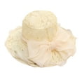thumbnail image 2 of Walbest Lady Derby Cap Church Lace Bow Flat Top Sun Hat Wedding Bowler Hat, 2 of 7