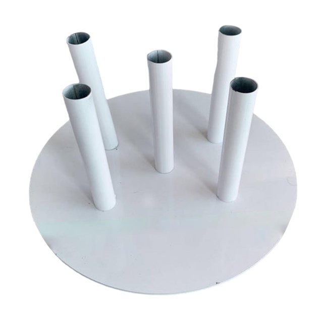 Guardoinrt Support d'Exposition en Forme de Fleur Base pour Réception Étagère Support Fleur Fête Rond en Fer Cinq Trous Diamètre 30 cm