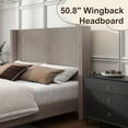 thumbnail image 4 of VanAcc Queen Size Upholstered Platform Bed Frame, Wingback Bed with 50.8" Headboard, Corduroy, 4 of 7
