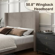 VanAcc Queen Size Upholstered Platform Bed Frame, Wingback Bed with 50.8 Headboard, Corduroy