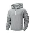 thumbnail image 2 of safuny Men's Quarter Zip Hoodie Pullover Kangaroo Pocket Casual Solid Sweatshirt Gray M, 2 of 8