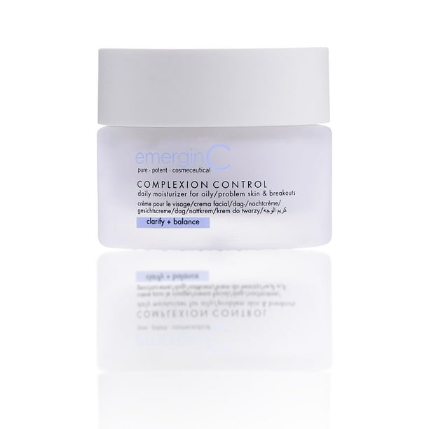 emerginC Complexion Control - Crema hidratante facial ligera para piel mixta grasa + piel propensa a imperfecciones - Crema de día y noche para piel grasa (1.6 oz 50 ml)