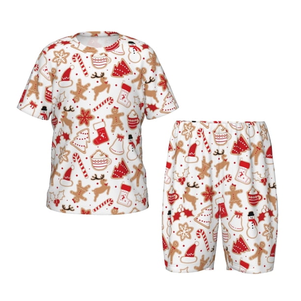 Balery Gingerbread Holiday Sweets Conjunto de Pijama Infantil de Manga Corta con Estampado – Ropa de Dormir de Algodón Suave-X-Large