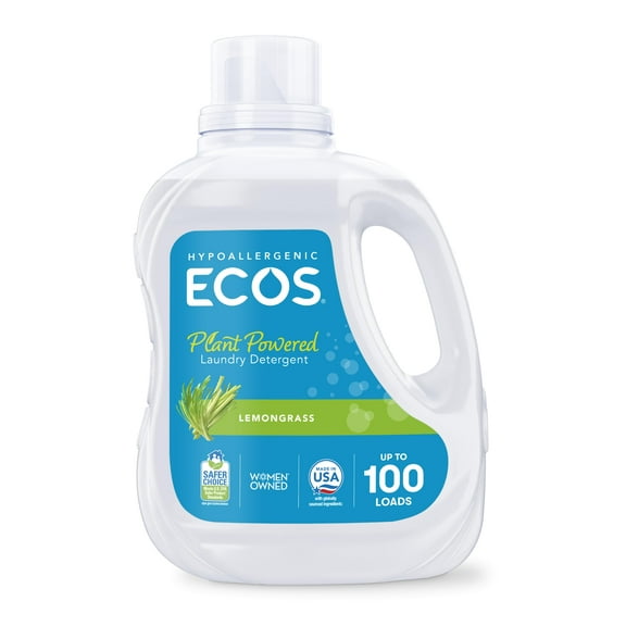 Ecos Hypoallergenic Lemongrass Laundry Detergent, 100 oz [Pack of 4]