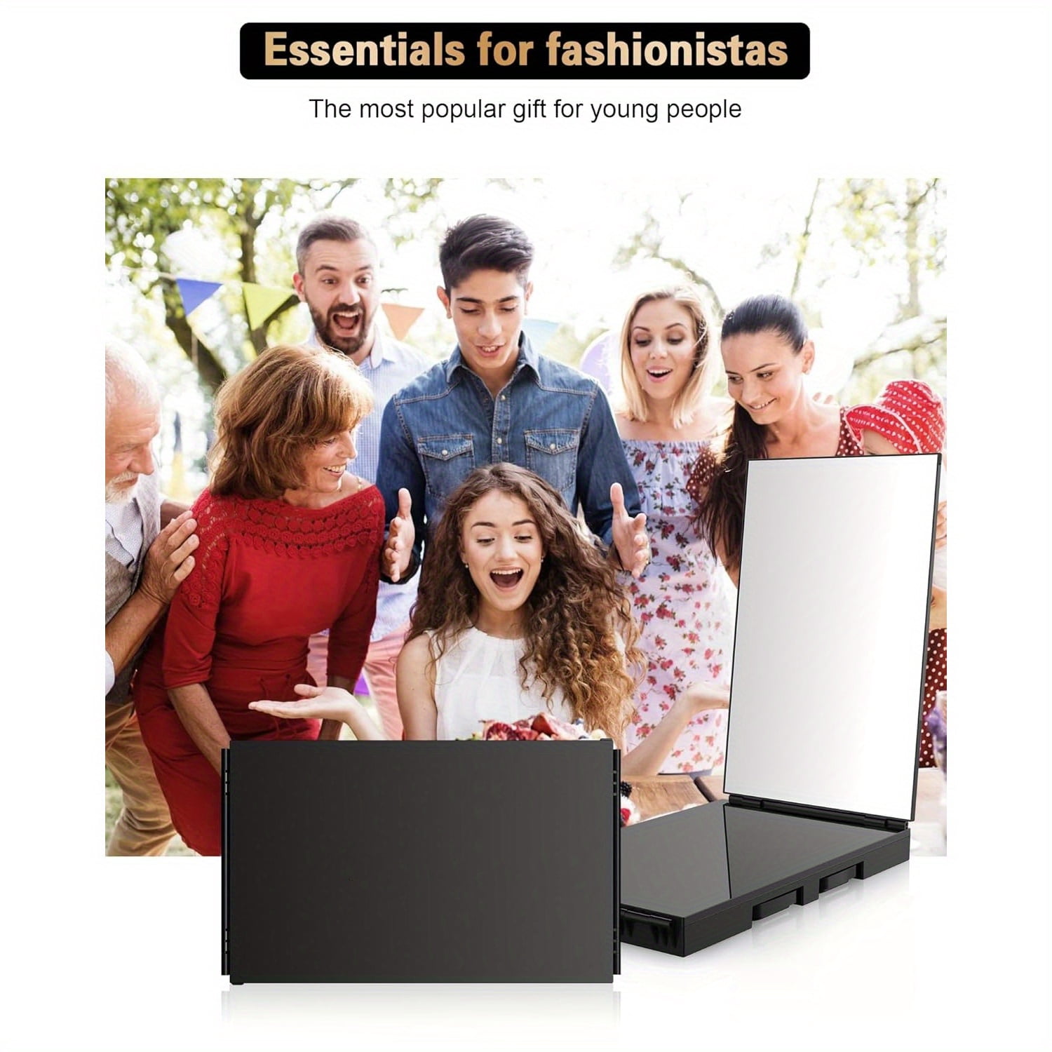 3 Way Mirror For Self Hair Cutting, 360 Haircuts Men For Barber Use Tools, To See Back Of Head, Tri Fold Mirror With Portable Height Adjustable Telescoping Hooks (7.64" X 11.97")