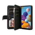 thumbnail image 3 of Multifunctional Case for Samsung A21,Card Slots[RFID Blocking],Durable Flip Folio Kickstand Magnetic Closure Leather Zipper Wallet Wrist Strap Shockproof Case for Samsung Galaxy A21, Black, 3 of 12