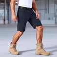 thumbnail image 5 of YLSDY Cargo Shorts for Men Waterproof Outdoors Work Shorts Knee Length Baggy Elastic Waist Hiking Shorts with Pockets Black M, 5 of 9