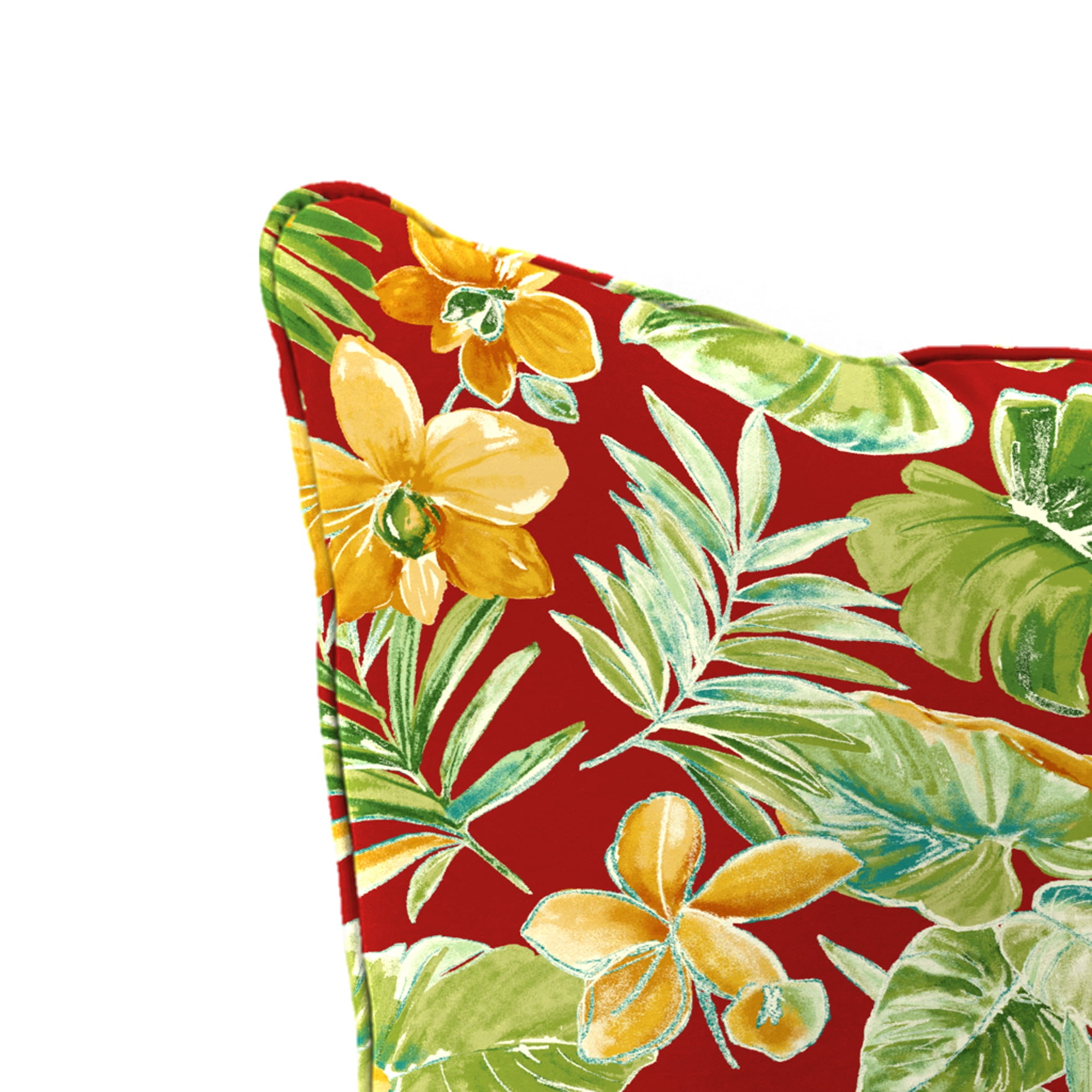 Jordan Manufacturing 46.5" x 24" Beachcrest Poppy Red Floral Rectangular Outdoor Deep Seat Chair Cushion Set with Welt