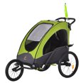 thumbnail image 2 of Aosom Bike Trailer for Kids 3 In1 Foldable Child Jogger Baby Stroller Transport Carrier, Rubber Tires Adjustable Kid Bicycle Trailer Green and Gray, 2 of 9