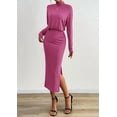 thumbnail image 3 of PRETTYGARDEN Turtle Neck Dresses for Women Fall Knit Outfits Slit Elastic Waist Long Sleeve Bodycon Midi Sweater Dress, 3 of 9