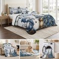 thumbnail image 6 of Quilts Queen Size Bedding Set, Blue Snowman Christmas Lightweight Quilted Comforter, Xmas Tree Balls Pine Needle Vintage Reversible Bedspread Coverlet with Pillow Covers for All Season, 90" x 96", 6 of 9