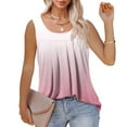 thumbnail image 6 of up to 60% off Gifts Usmixi Womens Tank Tops Fashion Loose Fit Irregular Pleated Hem Ladies Tunic Shirts Summer Trendy Gradient Print Crewneck Sleeveless Shirts Blouse Pink XXL, 6 of 7