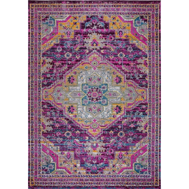 Ladole Rugs Timeless Collection Elson Durable Traditional Vintage Indoor Outdoor Area Rug Carpet In Purple Pink 7x10 6 5 X 9 200cm 290cm Com Ladole Rugs Timeless Collection Elson, Purple Outdoor Rug