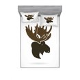 thumbnail image 2 of Ambesonne Animal Fitted Sheet & Pillow Sham Set, Canadian Deer Head, Twinxl, Green Brown Army Green, 2 of 3