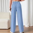 thumbnail image 3 of HXWCHs High Waist Flowy Casual Trousers Solid Color Long Pants WITH Dragging Hem for Everyday Comfort and Elegant Style M Light Blue, 3 of 4
