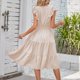 thumbnail image 4 of Vestidos midi Vestido de mujer de una línea sin mangas con cuello en V vestido largo suave para cóctel (Beige L) Ygjytge para Mujer Beige T M, 4 of 6