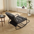 thumbnail image 4 of S-HOME Outdoor Rocking Chair With Soft Thick Cushion, Black Steel Frame, For Living Room & Patio Use, Grey, 4 of 15