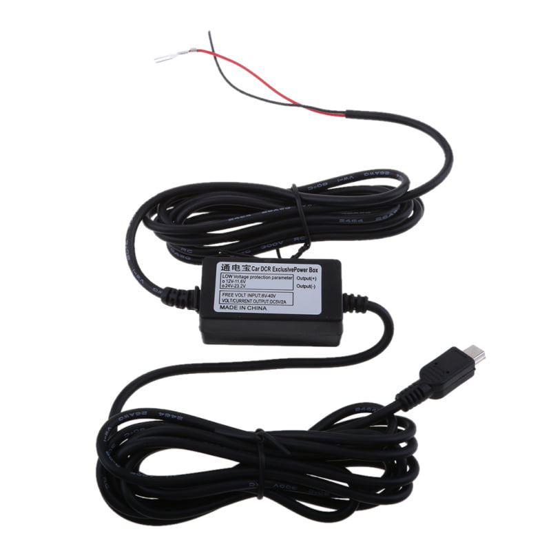 Car dash camera cam hard wire kit mini USB for car camcorder DVR 12V/24V to 5-VV 