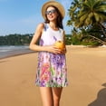 thumbnail image 3 of Naloa Flowers And Colorful Butterflies Print Women's Summer Spring Casual Beach Sundress,Vacation Sleeveless Tank Crewneck Loose Dresses, 3 of 7