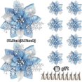 thumbnail image 3 of 10/5/1 piezas 14,5 cm flores artificiales de Navidad con purpurina decoración del árbol de Navidad adornos de Feliz Año Nuevo flores falsas de Navidad natal, 3 of 5