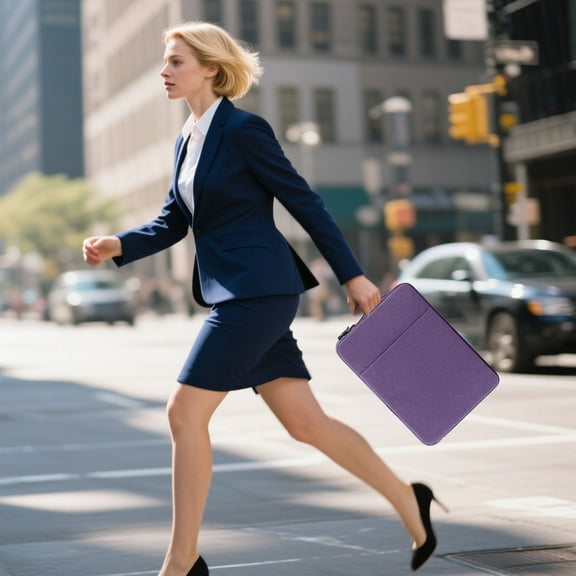 Purple 15.6 Inch Laptop Sleeve Case Water Resistant Linen Protective Bag with Charger Pocket Fits Most 15-15.6 Inch Laptops Lightweight Laptop Bag for Women Travel Laptop Case for School Business