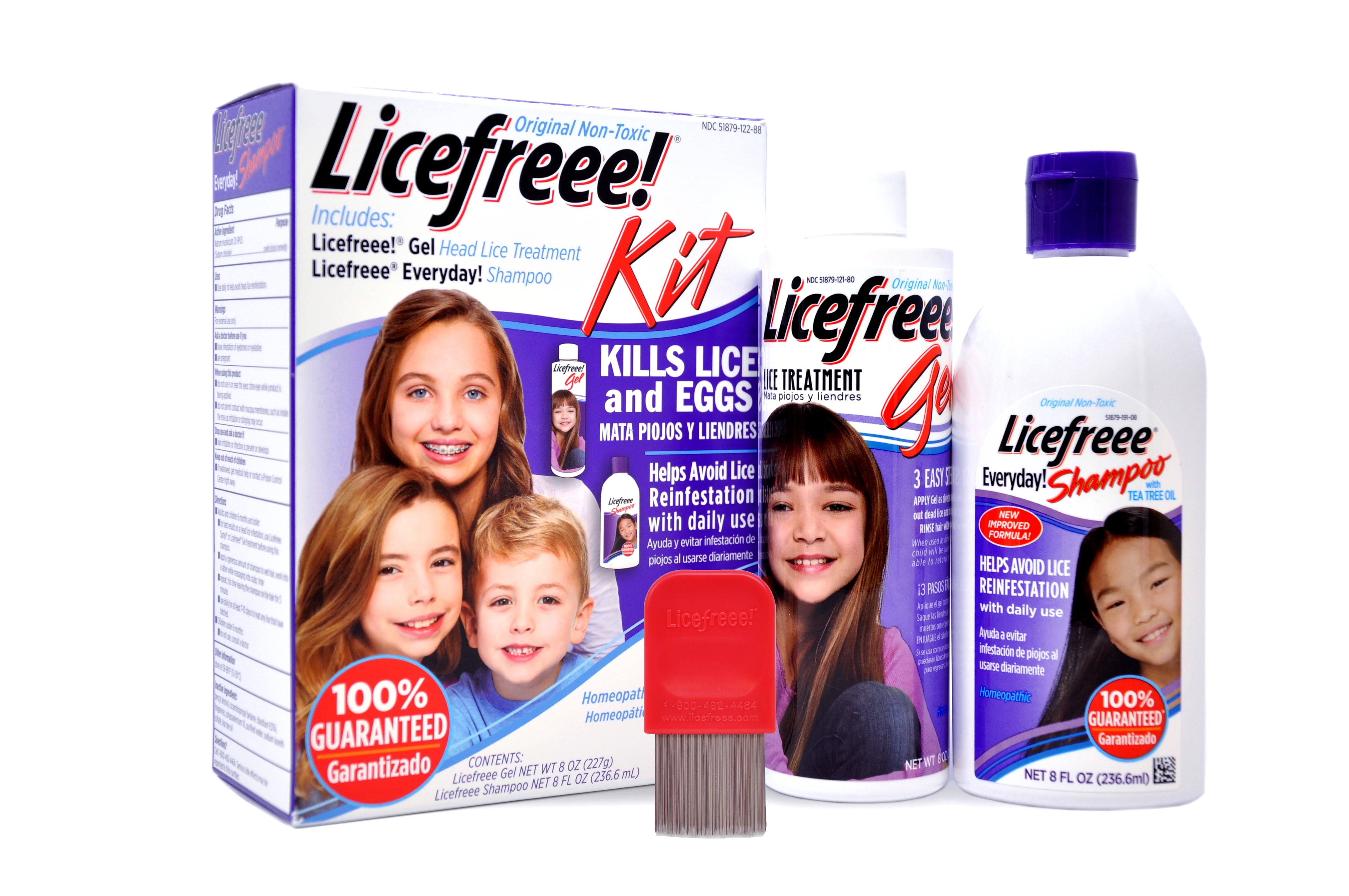 Licefreee Non-Toxic Kit - All-in-One Kit with Lice Killing Gel,  Professional Metal Lice Comb and Daily Use Maintenance Shampoo - 3 Piece  Kit 