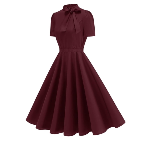 Pisexur Dresses Women Beautiful Summer Dress for Women,Fashion Summer Women Patchwork Short Sleeve Casual Evening Party Prom Dress Red,S