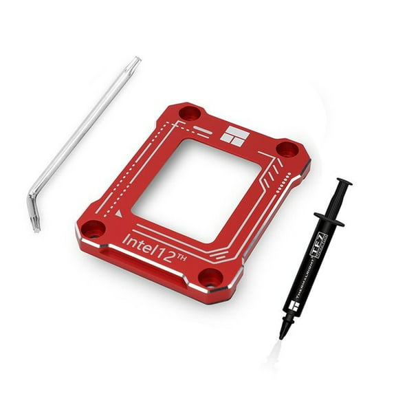 Intel 12th CPU Corrector Frame for LGA1700-BCF Anti-Bending, Aluminum CPU Fixing Corrector, CPU Stress Bending Fixed Backplane (Red)