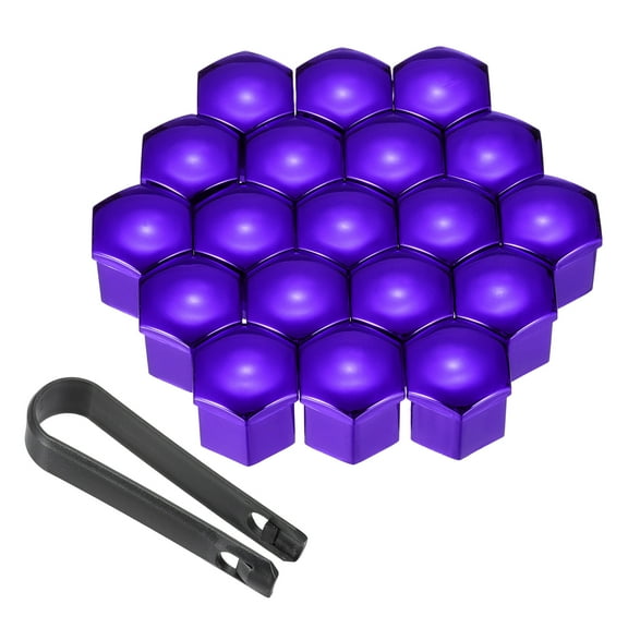 20Pcs 17mm Wheel Lug Nut Cover Bolt Caps Car Tire Nut Cover with Tongs, Purple