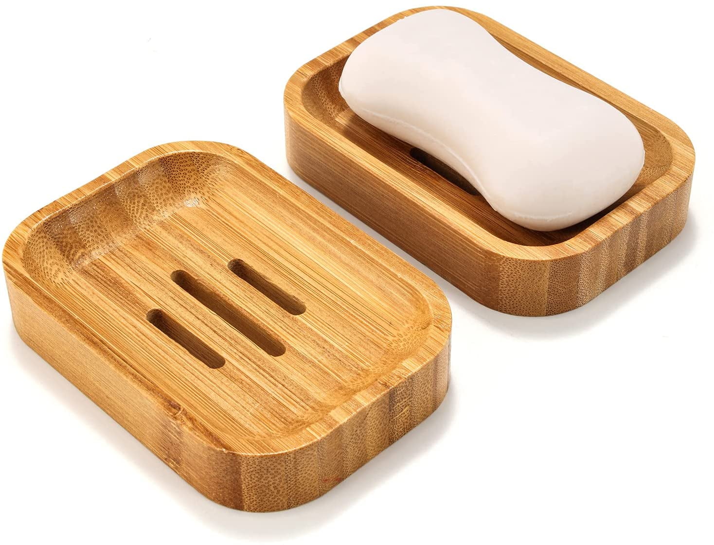 Natural wood Soap tray dish holder bath accessory slotted bathroom organizer 