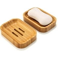 thumbnail image 1 of Juego de 2 jaboneras de bambú en madera natural para baño, cocina, esponjas, accesorios de almacenamiento, 1 of 4