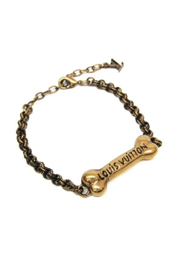 Pre-Owned Louis Vuitton LV Bone Bracelet M02344 Metal Charm Bracelet Gold